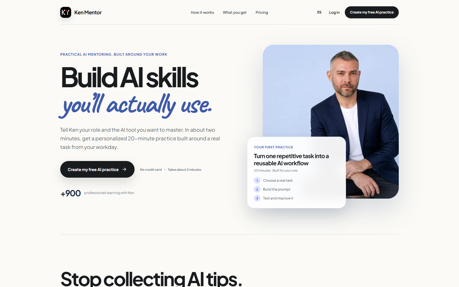 Ken Mentor current English landing page