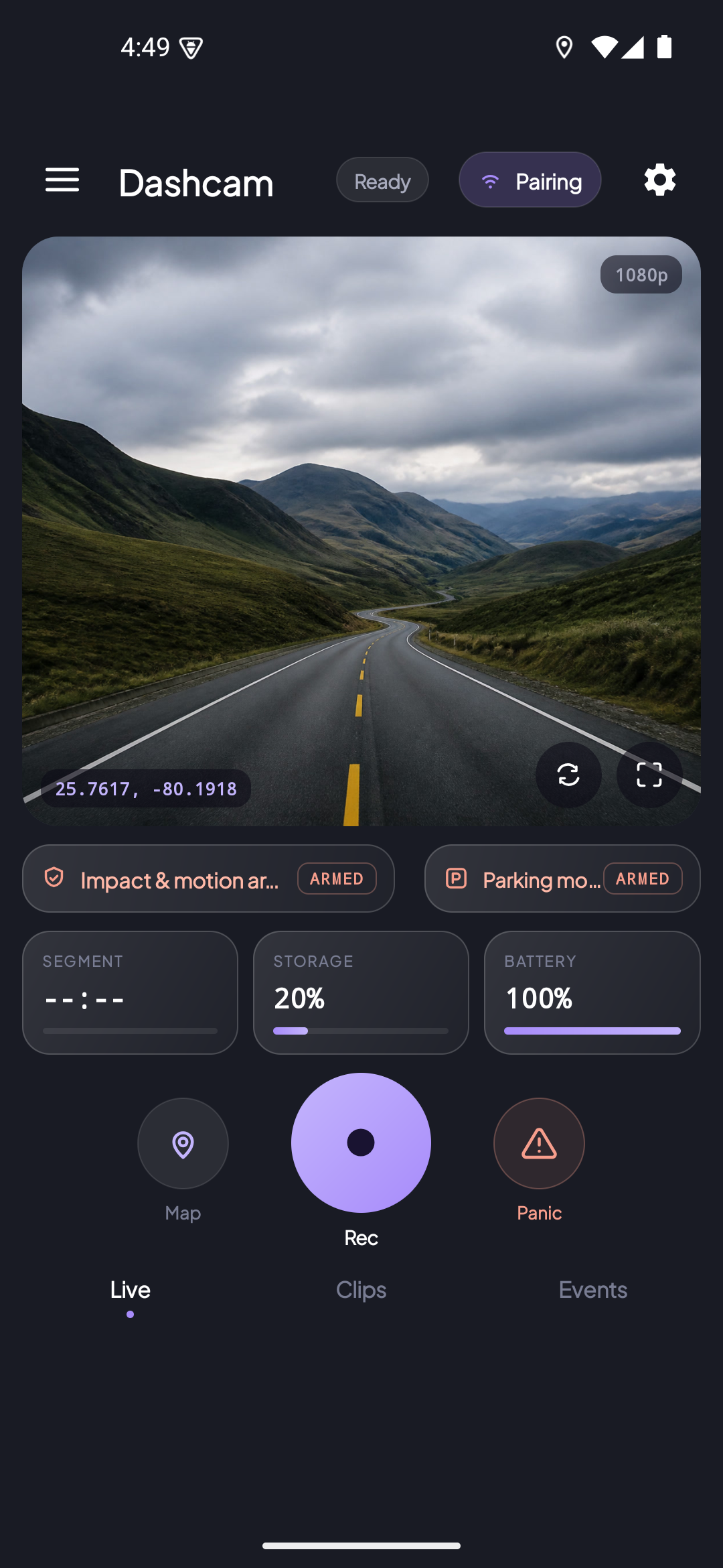 ReDash Sender dashboard with a live road preview
